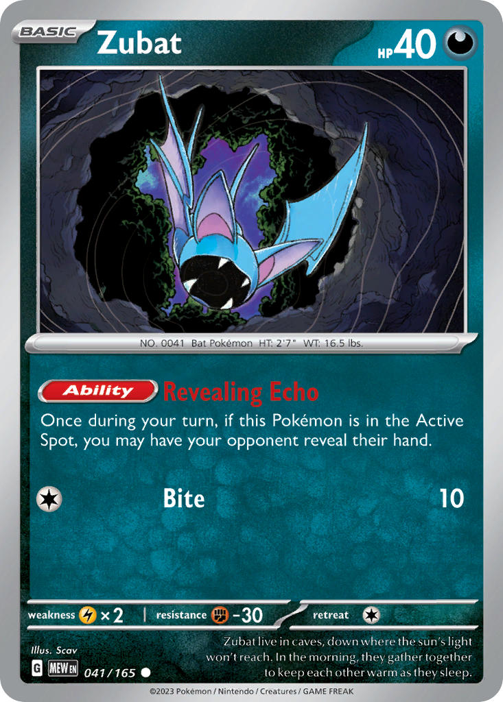 Zubat 041/165 Common 151 Pokémon card