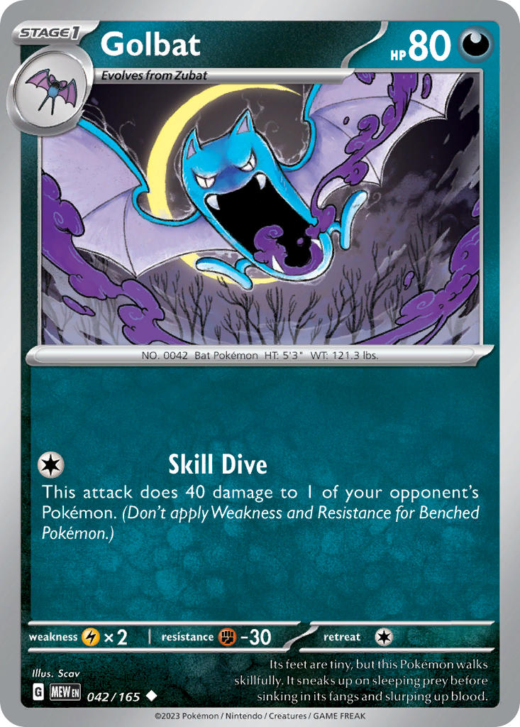 Golbat 042/165 Uncommon 151 Pokémon card