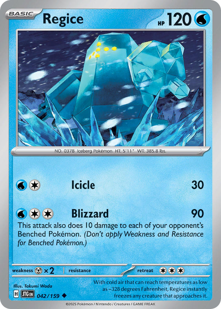 Regice 042/159 Rare Journey Together Pokémon card