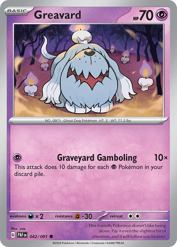 Greavard 042/091 Common Paldean Fates Pokémon card