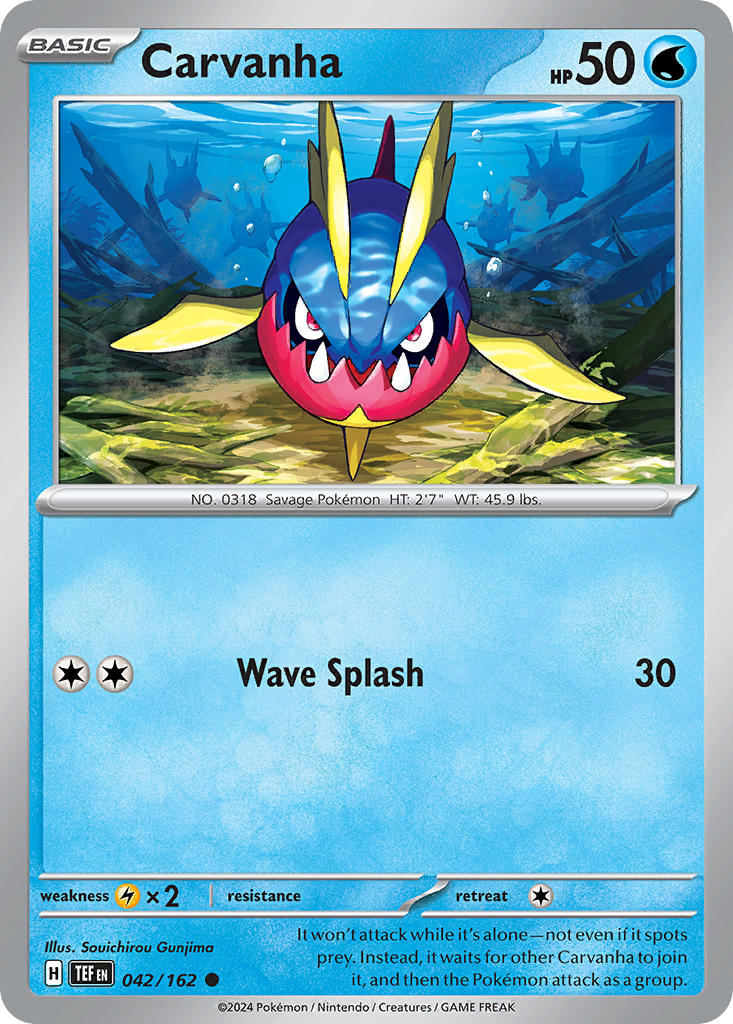 Carvanha 042/162 Common Temporal Forces Pokémon card