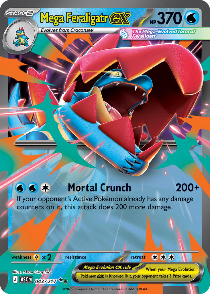 Mega Feraligatr EX 043/217 Double Rare Ascended Heroes Pokémon card