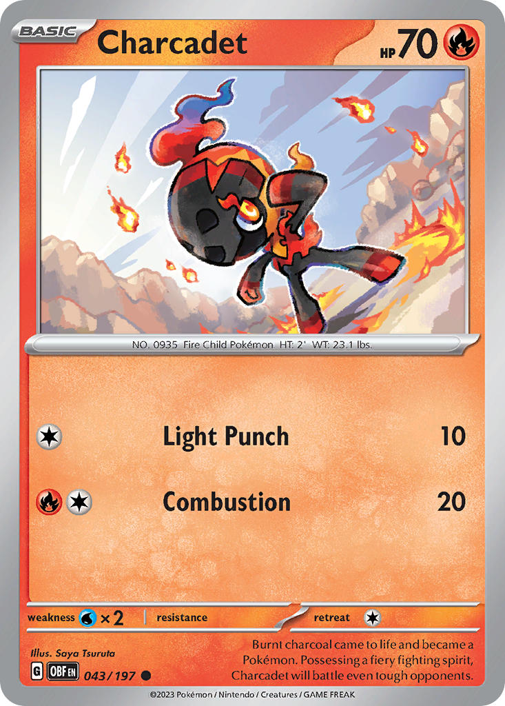 Charcadet 043/197 Common Obsidian Flames Pokémon card