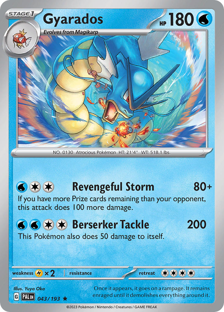Gyarados 043/193 Rare Paldea Evolved Pokémon card
