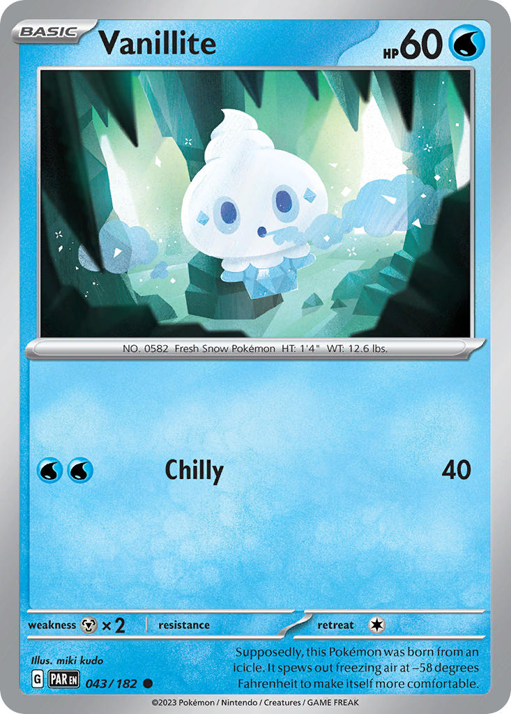 Vanillite 043/182 Common Paradox Rift Pokémon card