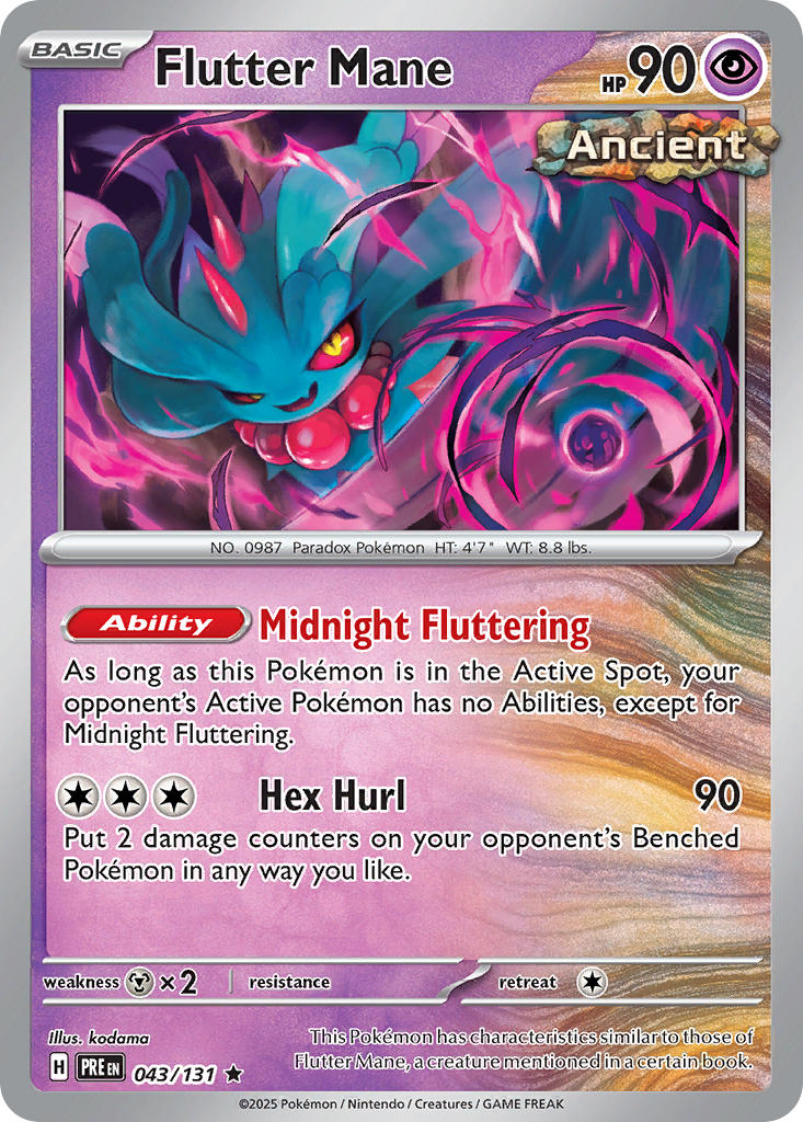 Flutter Mane 043/131 Rare Prismatic Evolutions Pokémon card