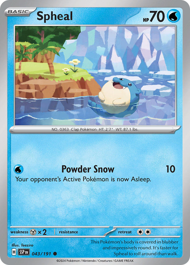 Spheal 043/191 Common Surging Sparks Pokémon card