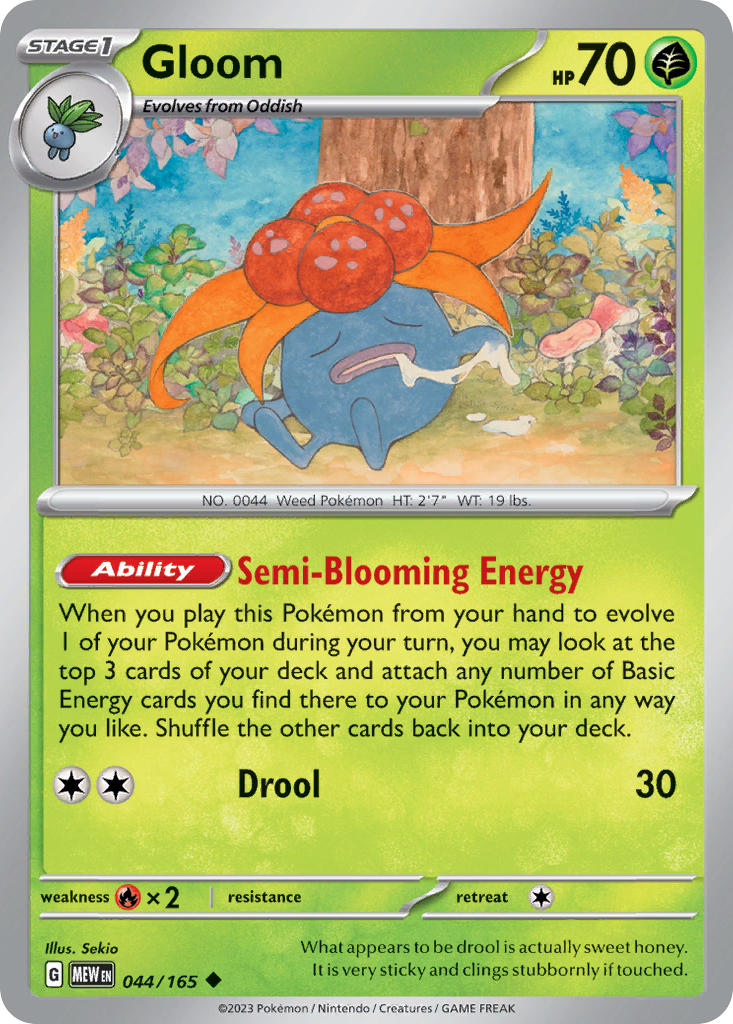 Gloom 044/165 Uncommon 151 Pokémon card