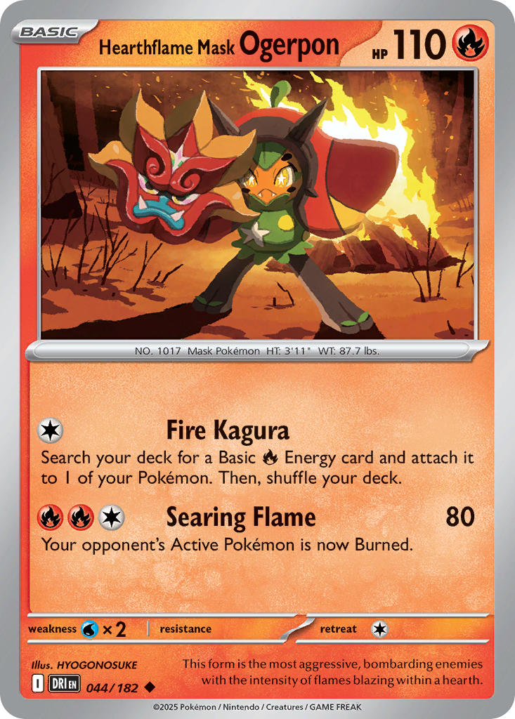 Hearthflame Mask Ogerpon 044/182 Common Destined Rivals Pokémon card