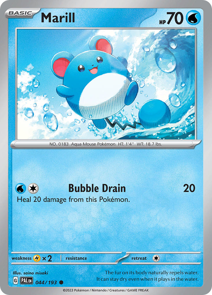 Marill 044/193 Common Paldea Evolved Pokémon card