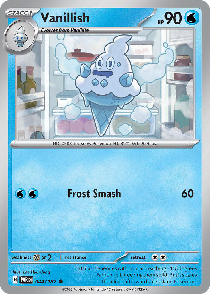 Vanillish 044/182 Common Paradox Rift Pokémon card