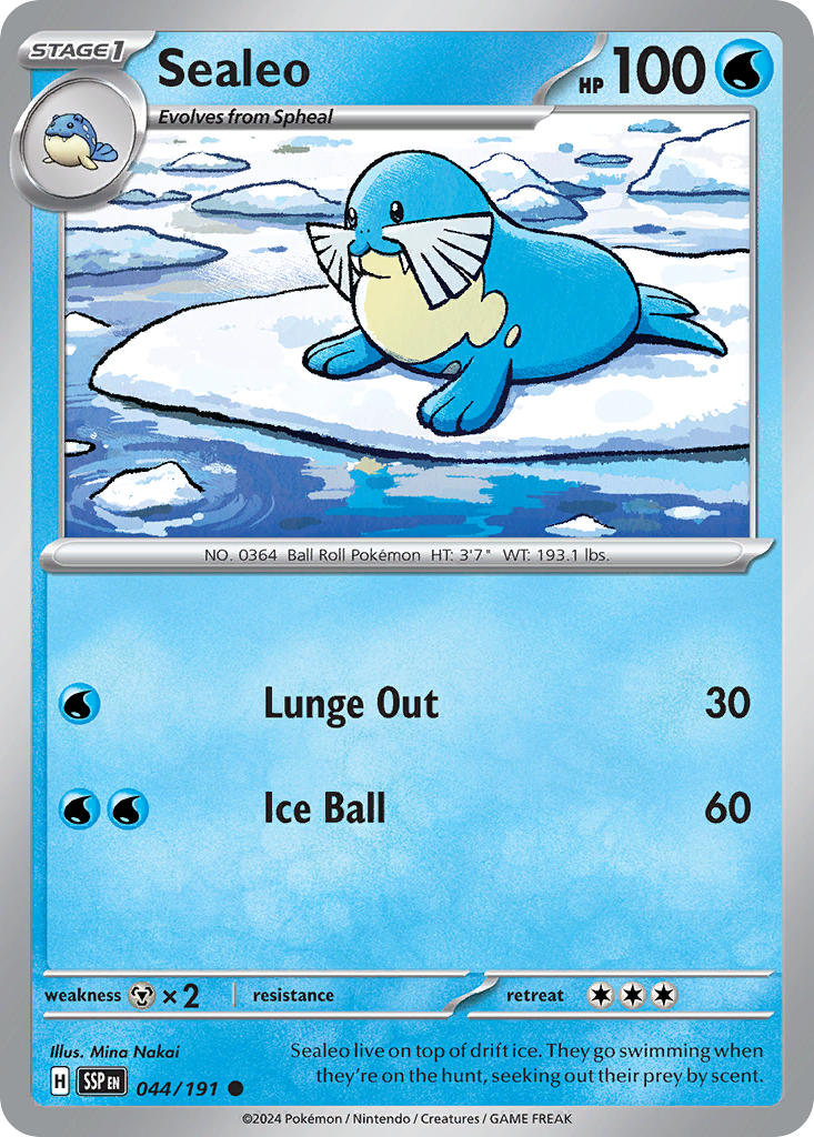 Sealeo 044/191 Common Surging Sparks Pokémon card