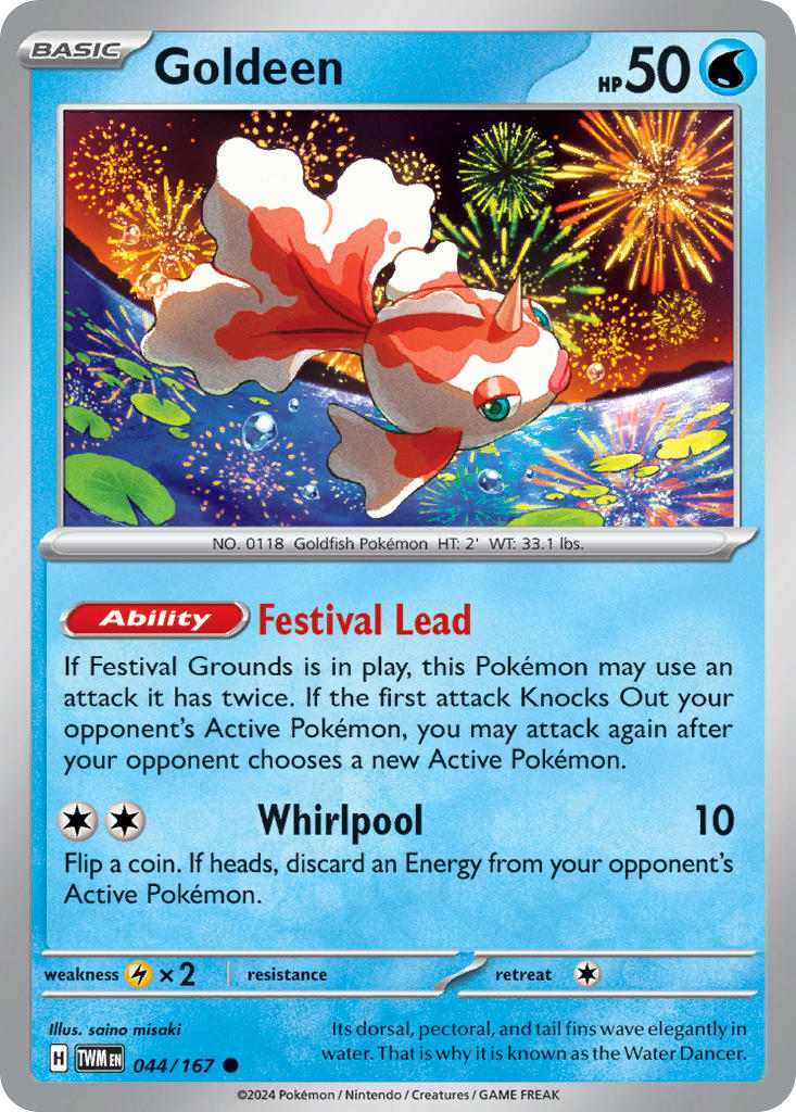 Goldeen 044/167 Common Twilight Masquerade Pokémon card