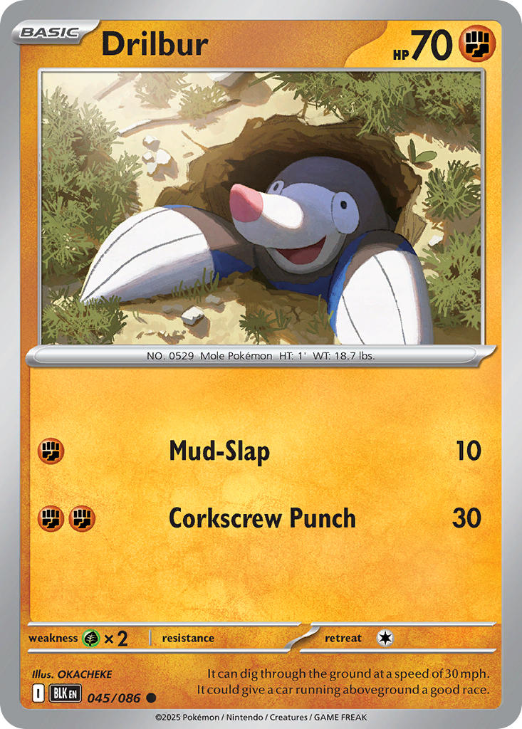 Drilbur 045/086 Common Black Bolt Pokémon card