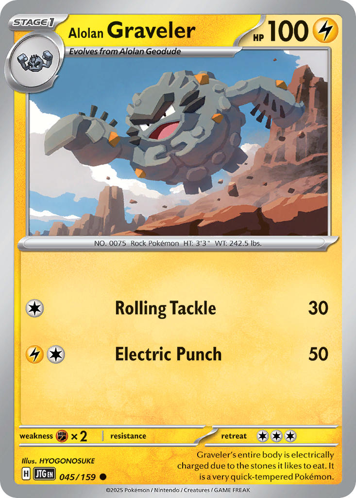 Alolan Graveler 045/159 Common Journey Together Pokémon card