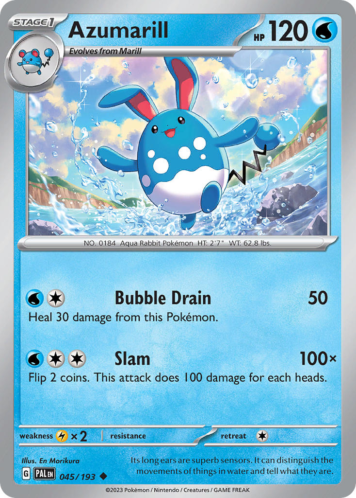 Azumarill 045/193 Rare Paldea Evolved Pokémon card