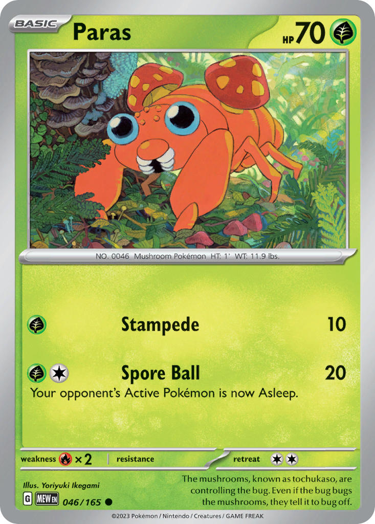 Paras 046/165 Common 151 Pokémon card