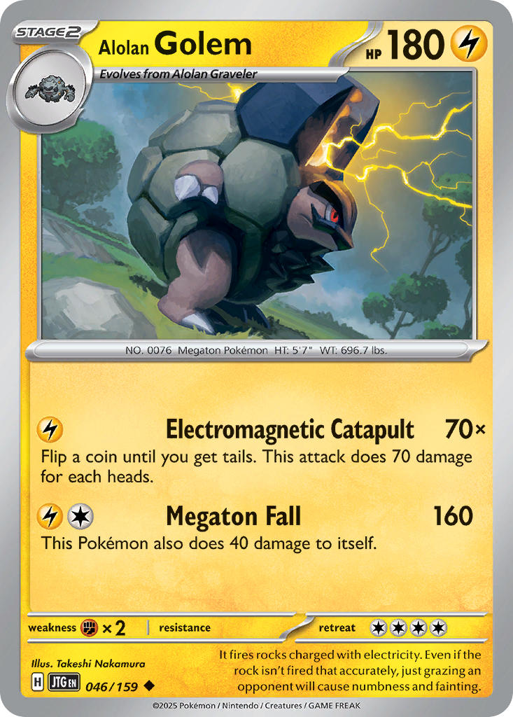 Alolan Golem 046/159 Rare Journey Together Pokémon card