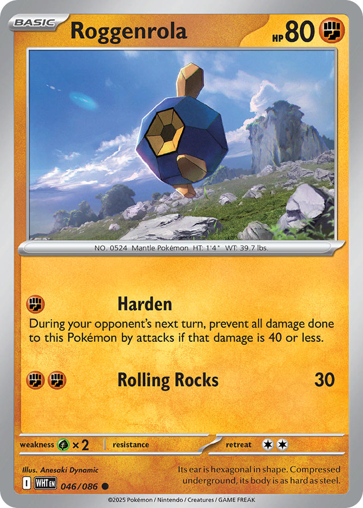 Roggenrola 046/086 Common White Flare Pokémon card