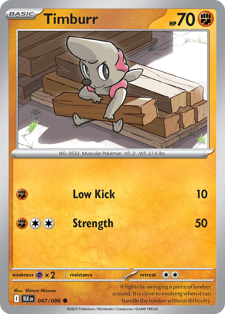 Timburr 047/086 Common Black Bolt Pokémon card