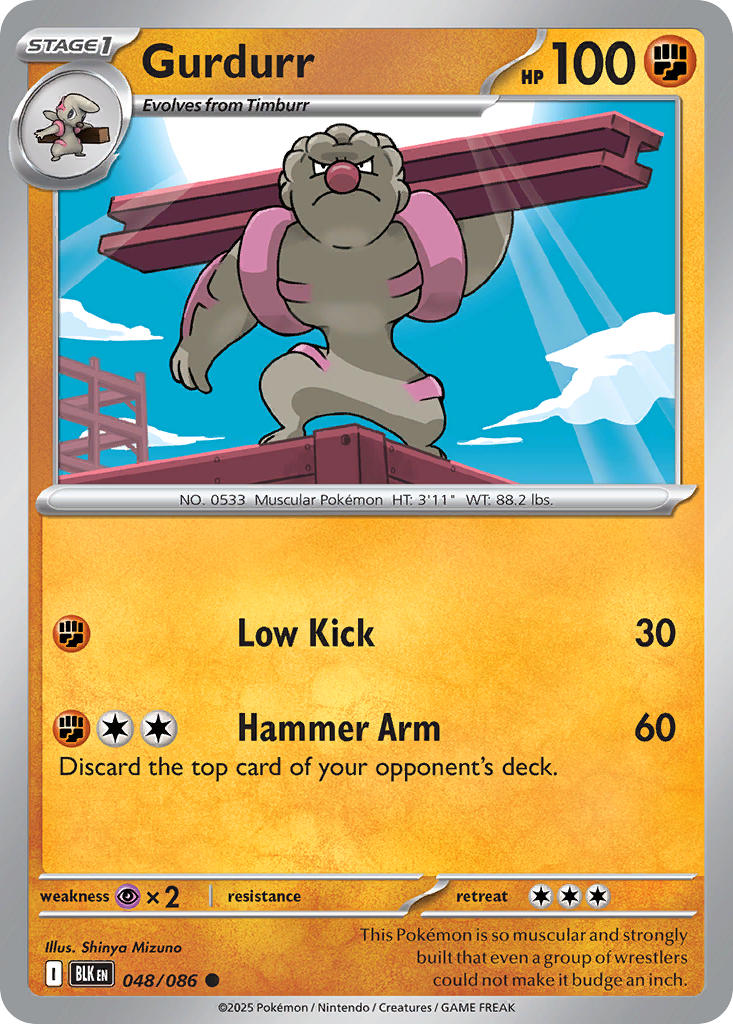 Gurdurr 048/086 Uncommon Black Bolt Pokémon card