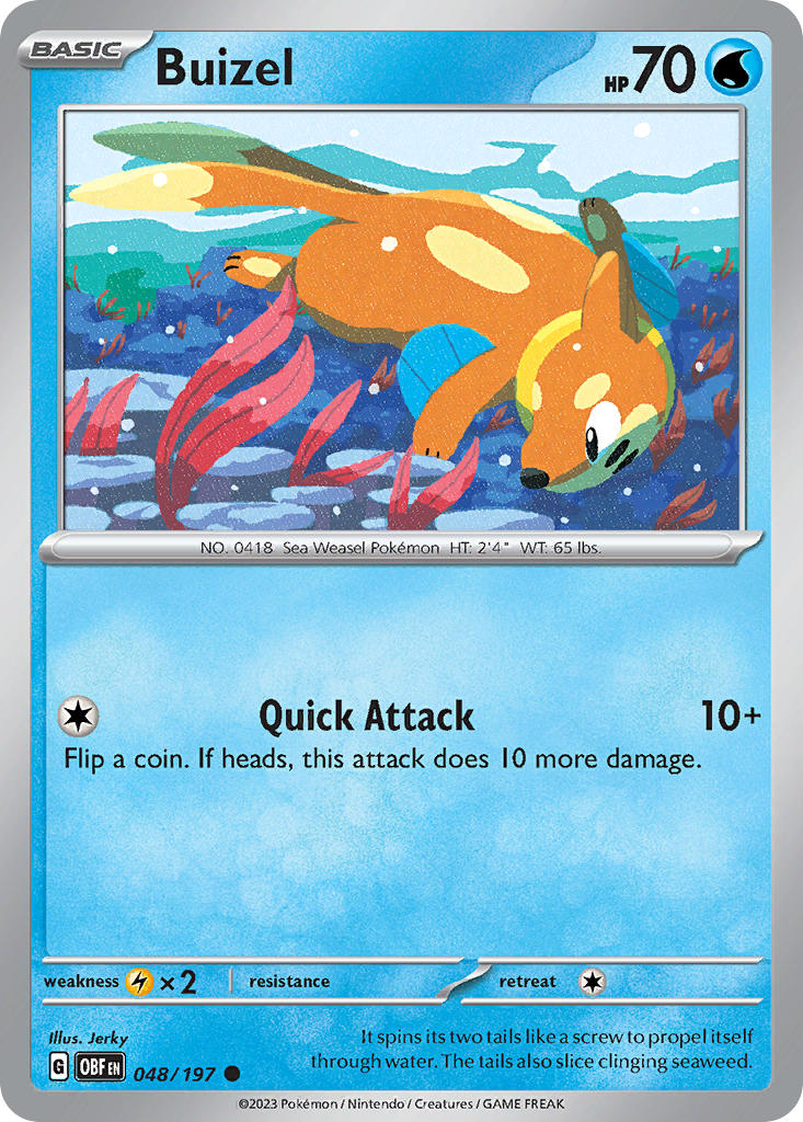 Buizel 048/197 Common Obsidian Flames Pokémon card