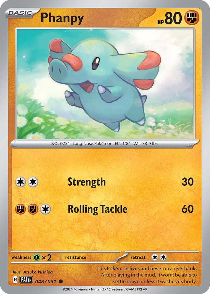 Phanpy 048/091 Common Paldean Fates Pokémon card