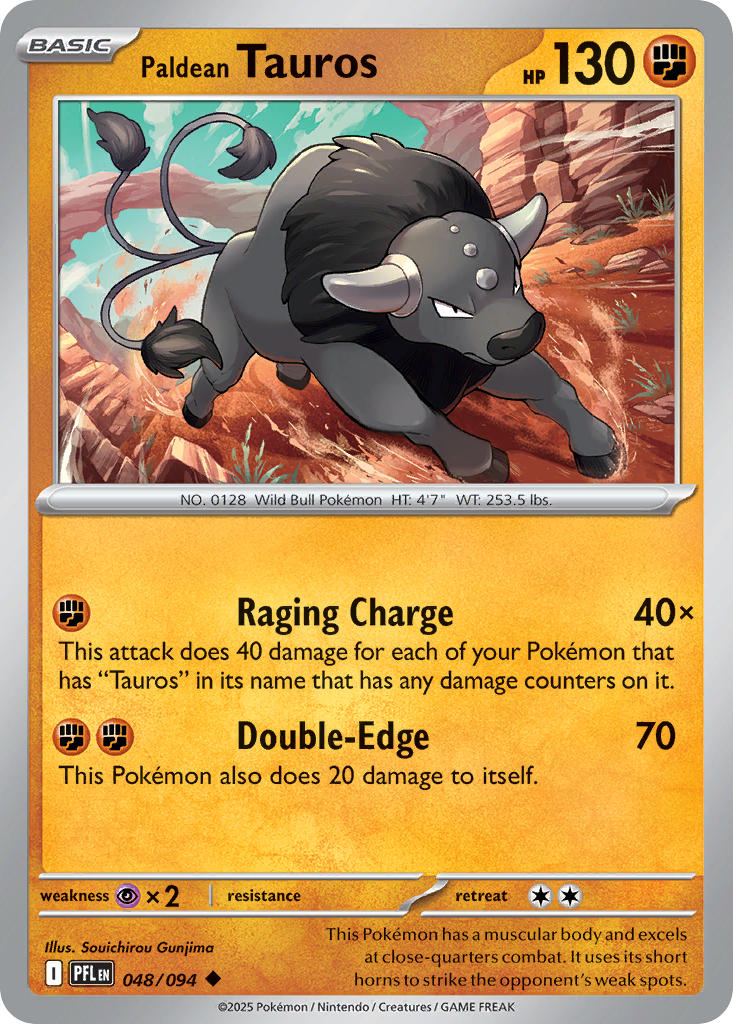 Paldean Tauros 048/094 Uncommon Phantasmal Flames Pokémon card
