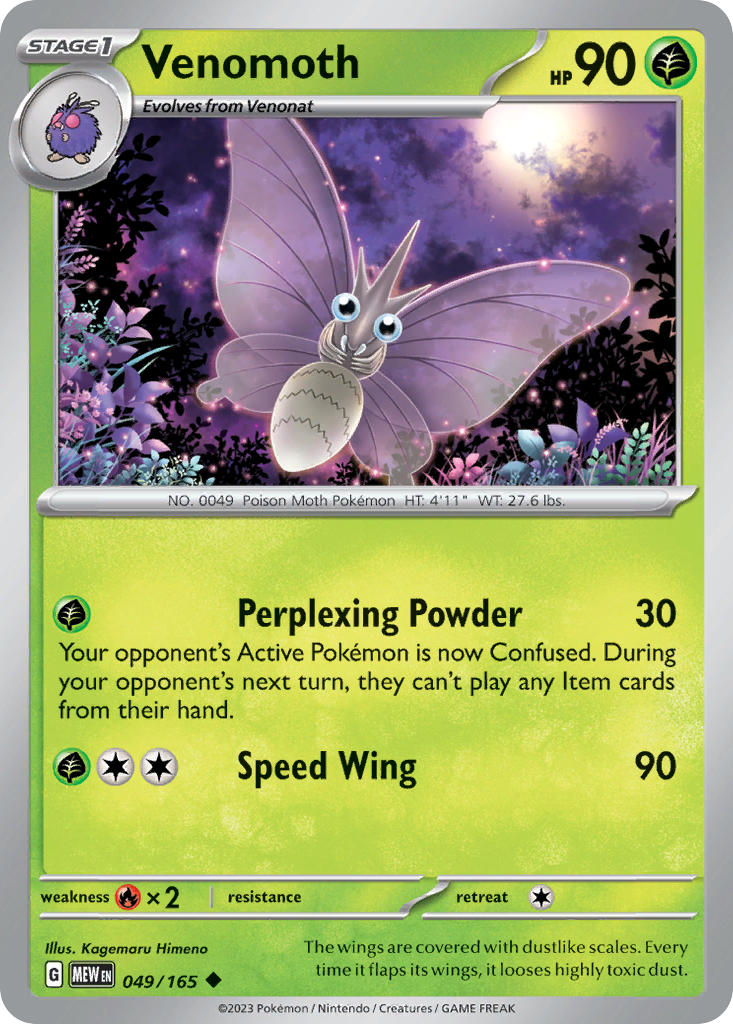 Venomoth 049/165 Uncommon 151 Pokémon card