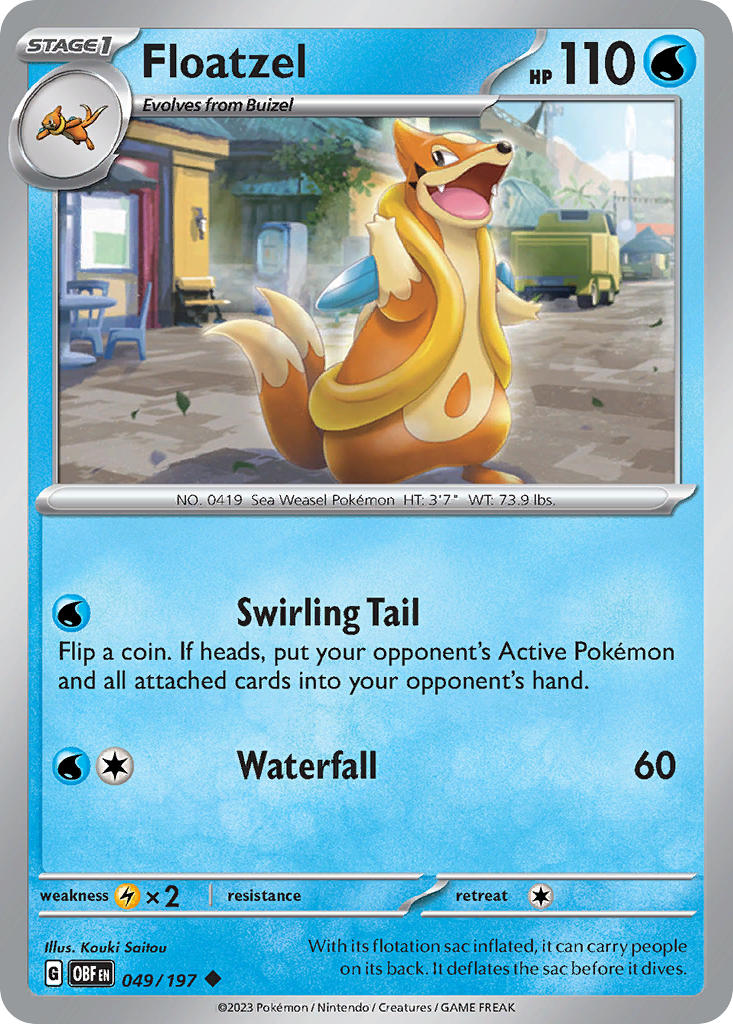 Floatzel 049/197 Uncommon Obsidian Flames Pokémon card