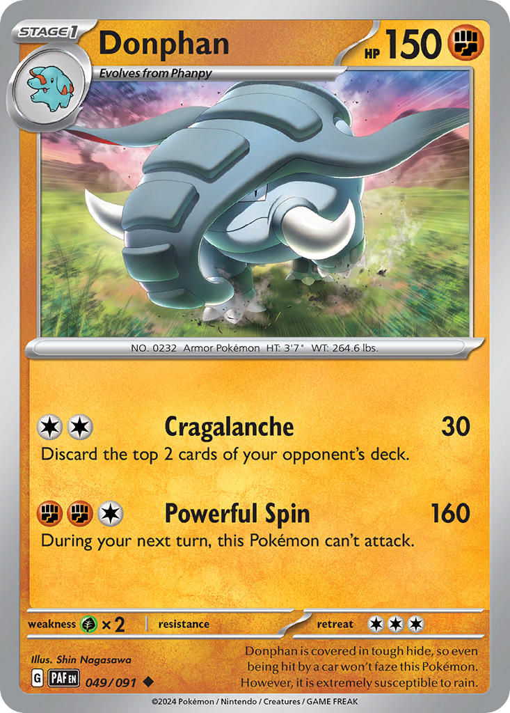 Donphan 049/091 Uncommon Paldean Fates Pokémon card