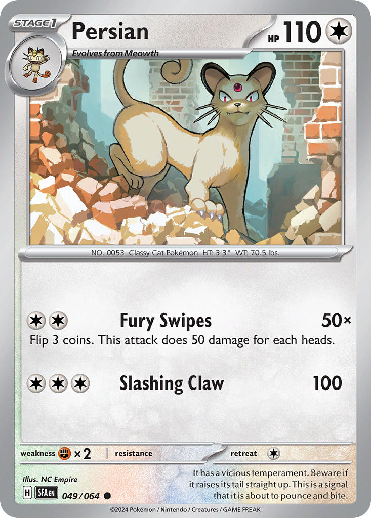 Persian 049/064 Uncommon Shrouded Fable Pokémon card