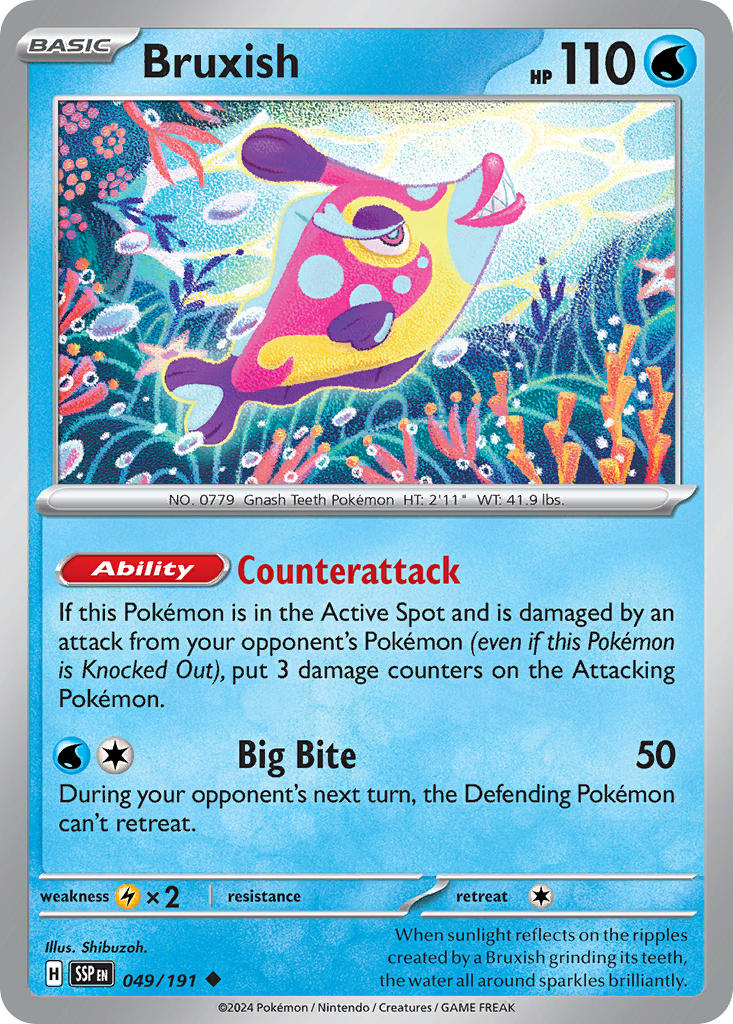 Bruxish 049/191 Common Surging Sparks Pokémon card
