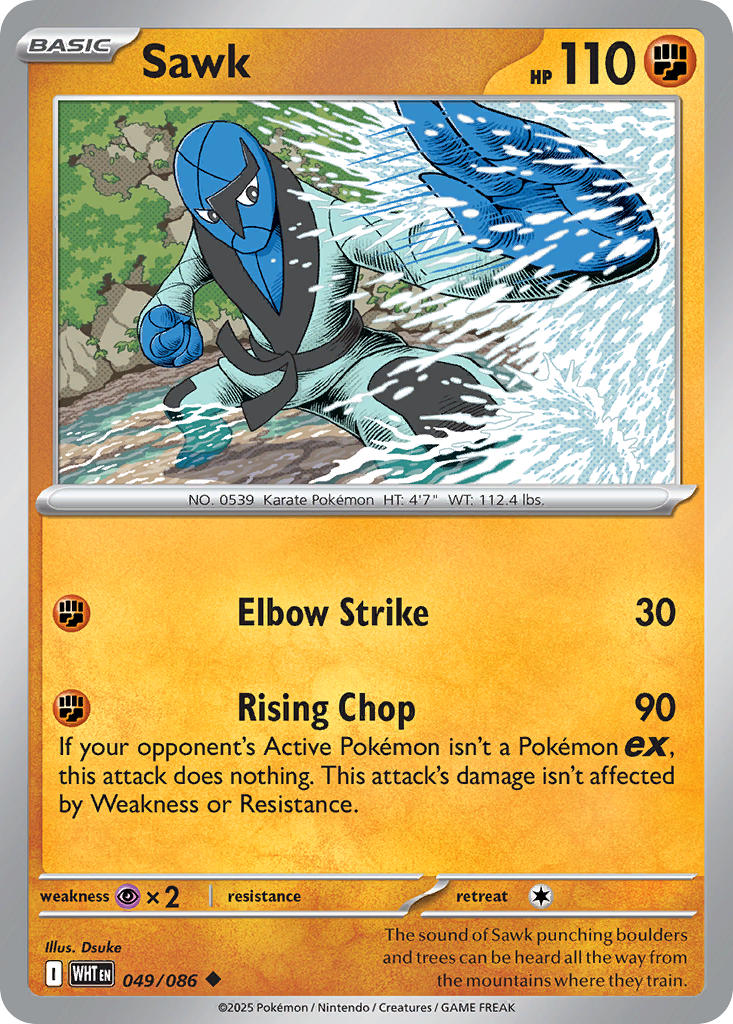 Sawk 049/086 Uncommon White Flare Pokémon card