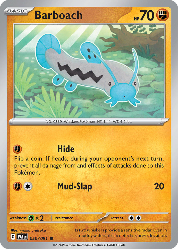 Barboach 050/091 Common Paldean Fates Pokémon card