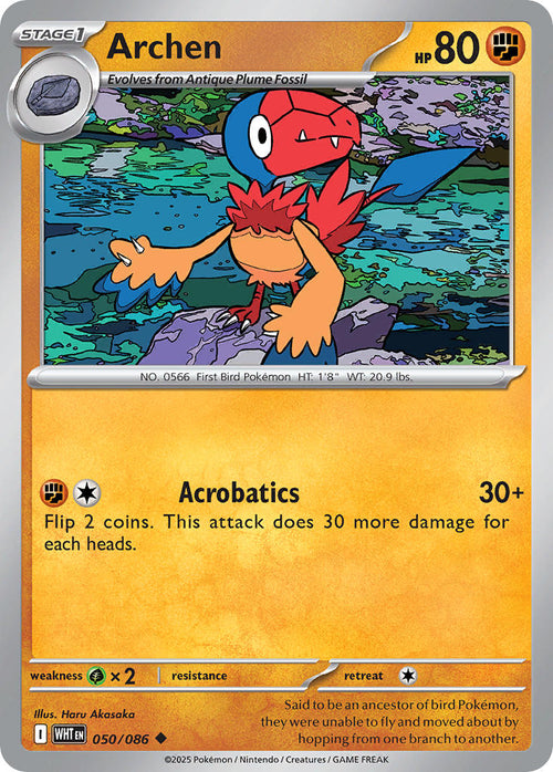 Archen 050/086 Uncommon White Flare Pokémon card