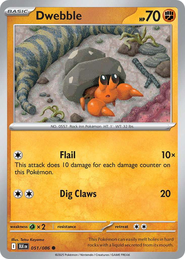 Dwebble 051/086 Common Black Bolt Pokémon card