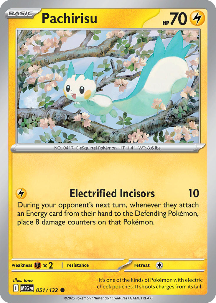 Pachirisu 051/132 Common Mega Evolution Pokémon card
