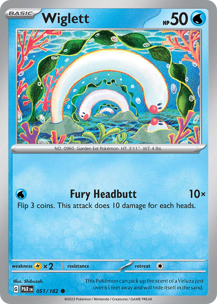 Wiglett 051/182 Common Paradox Rift Pokémon card