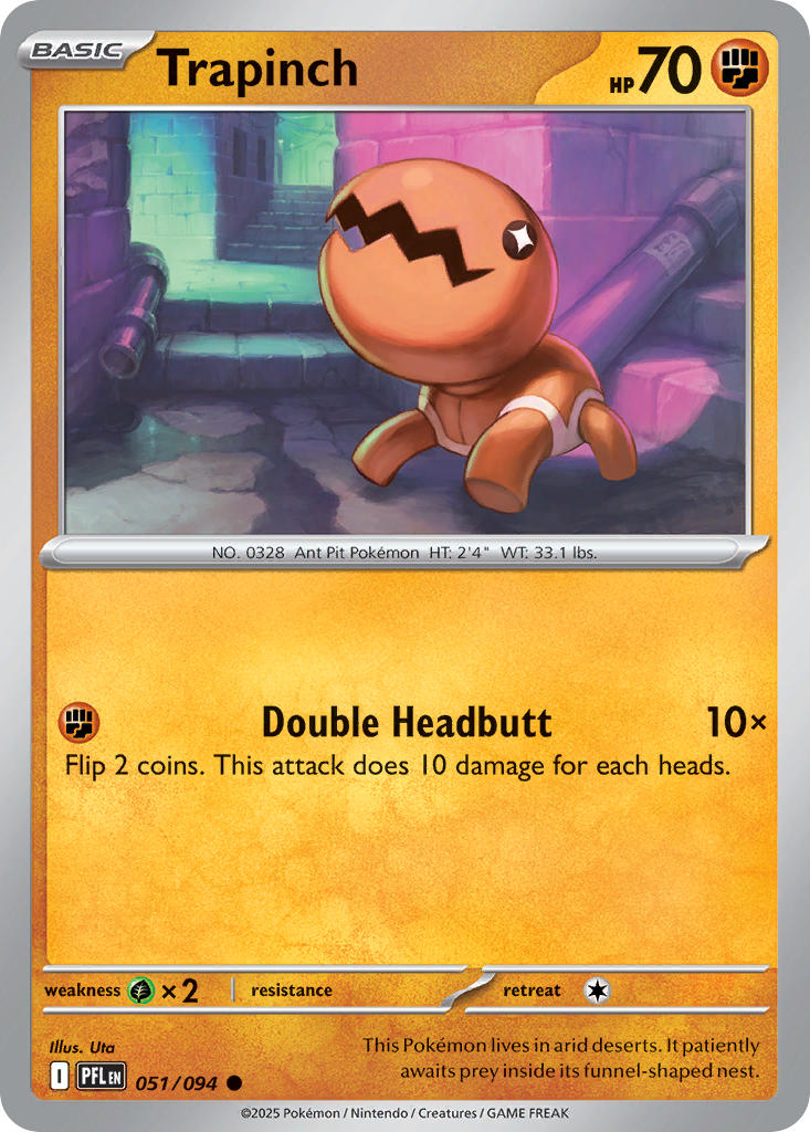 Trapinch 051/094 Common Phantasmal Flames Pokémon card