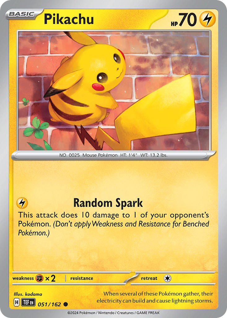 Pikachu 051/162 Common Temporal Forces Pokémon card