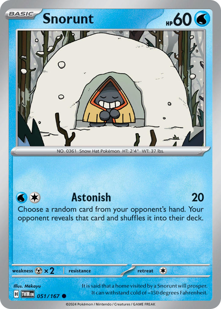 Snorunt 051/167 Common Twilight Masquerade Pokémon card