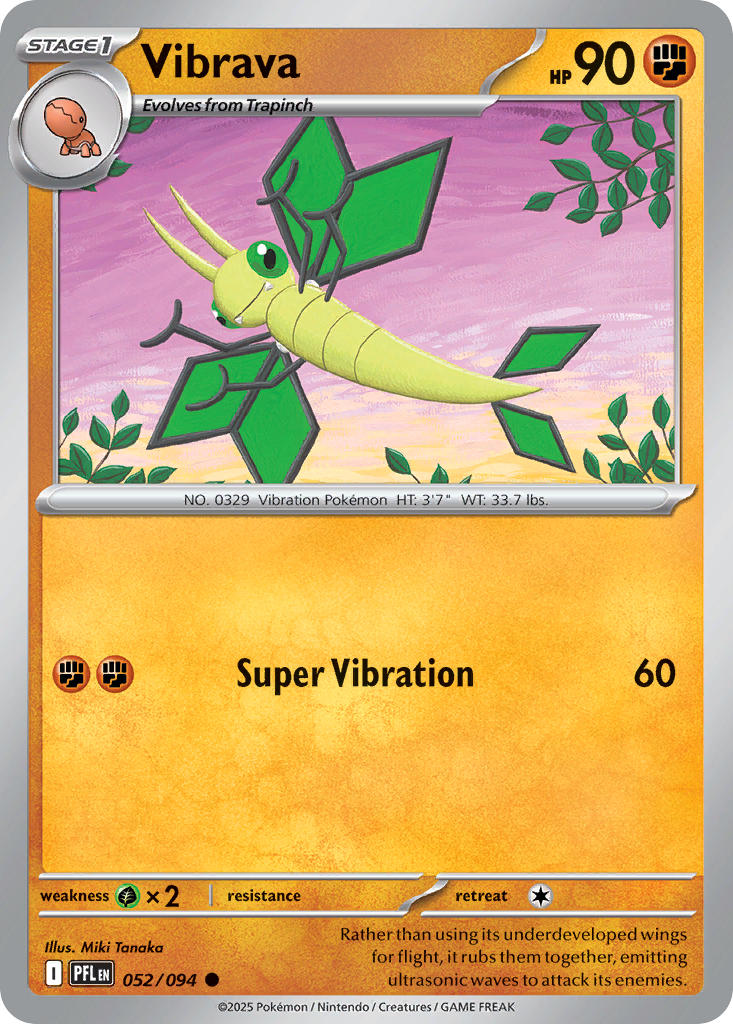 Vibrava 052/094 Common Phantasmal Flames Pokémon card