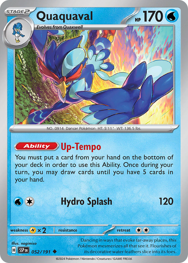 Quaquaval 052/191 Rare Surging Sparks Pokémon card