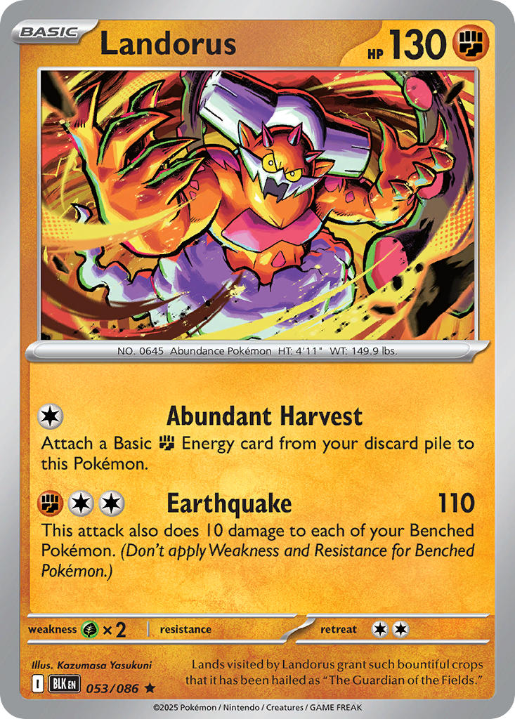 Landorus 053/086 Rare Black Bolt Pokémon card