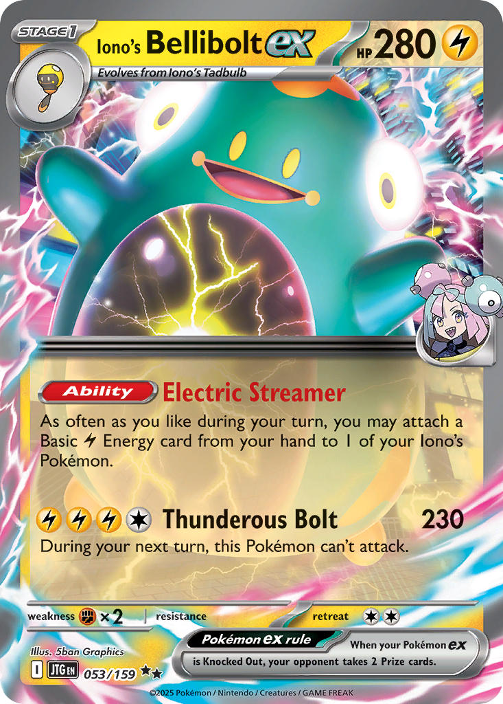 Iono's Bellibolt EX 053/159 Double Rare Journey Together Pokémon card