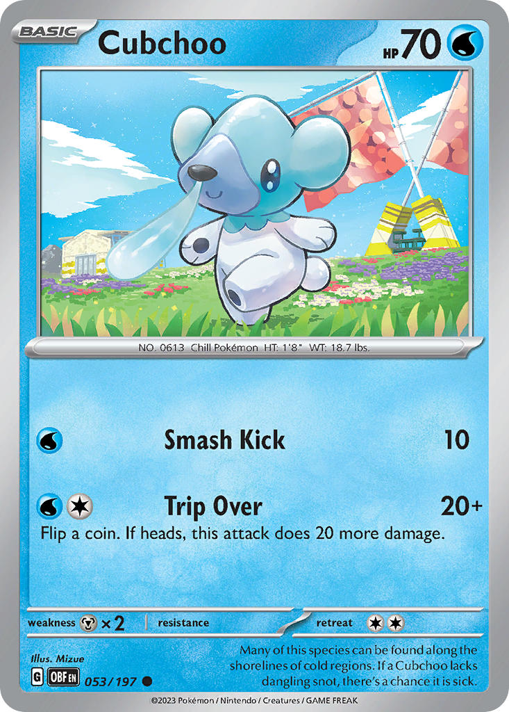 Cubchoo 053/197 Common Obsidian Flames Pokémon card