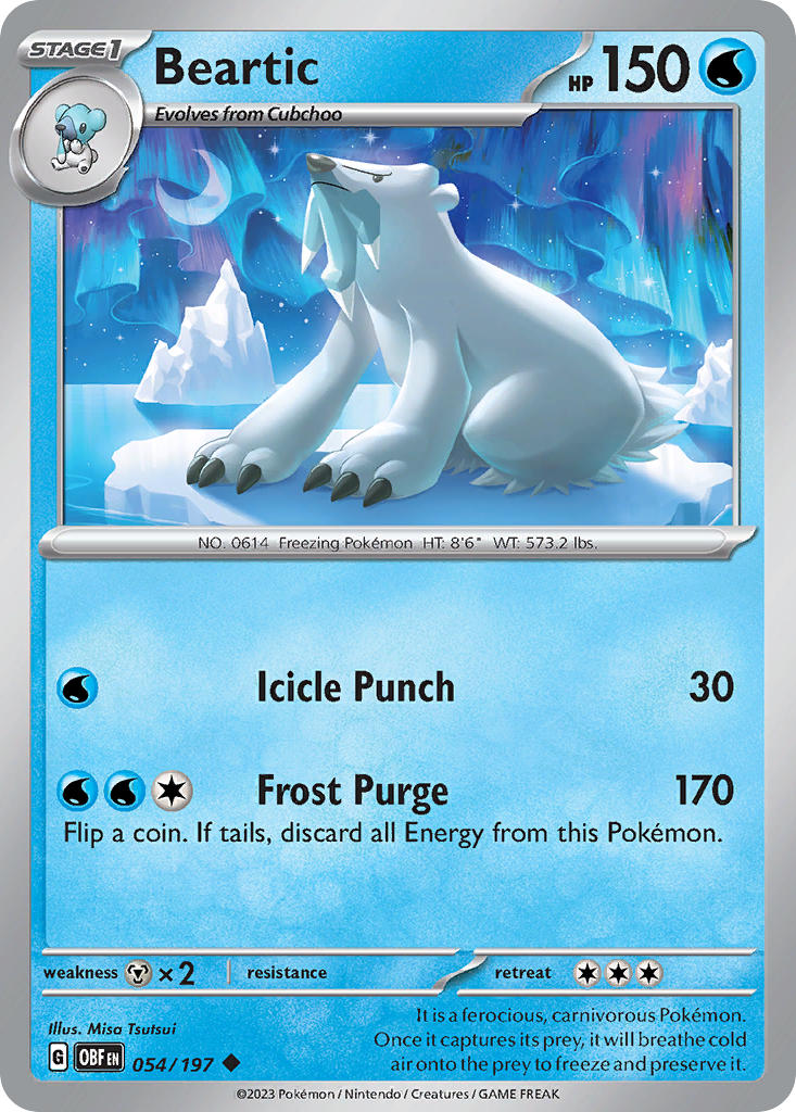 Beartic 054/197 Uncommon Obsidian Flames Pokémon card