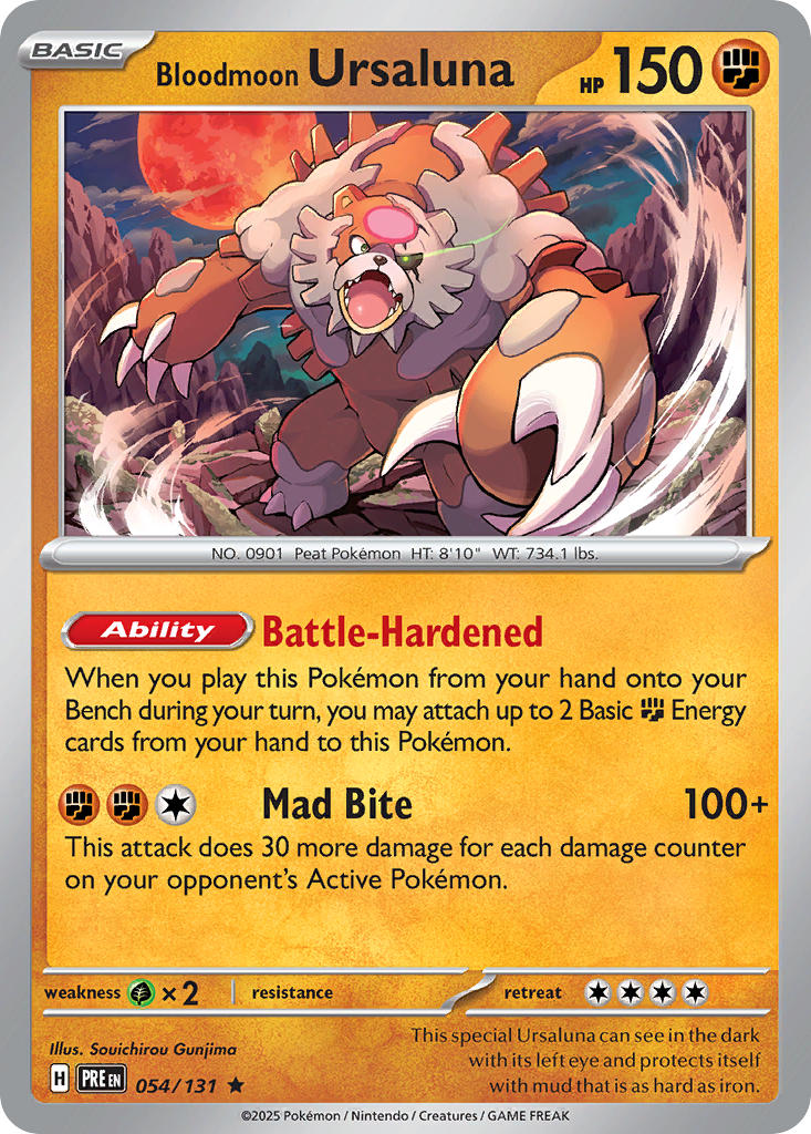 Bloodmoon Ursaluna 054/131 Rare Prismatic Evolutions Pokémon card