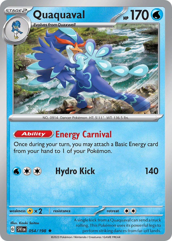 Quaquaval 054/198 Rare Scarlet & Violet Pokémon card